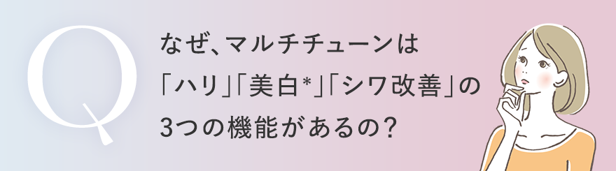 なぜ、マルチチューンは「ハリ」「美白＊」「シワ改善」の3つの機能があるの？