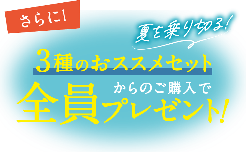 さらに！夏を乗り切る！3種のおススメセットからのご購入で全員プレゼント