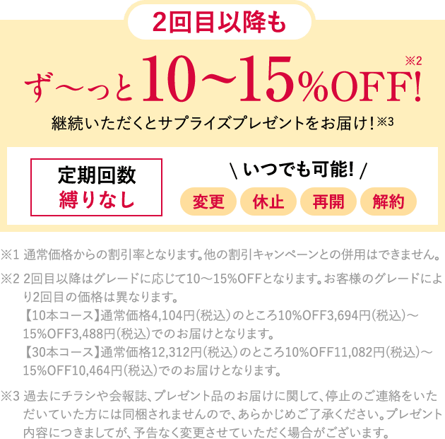 通常価格3,898円(税込)のところ10%OFF3,507円(税込)~ 15%OFF3,312円(税込)。