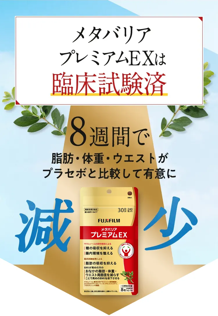 8週間でおなかの脂肪・体重・ウエスト周囲径が有意に減少!!