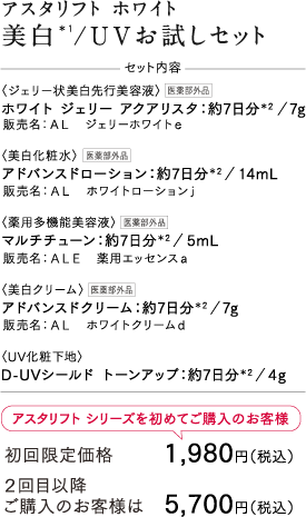 美白/UV お試しセット 約７日分＊