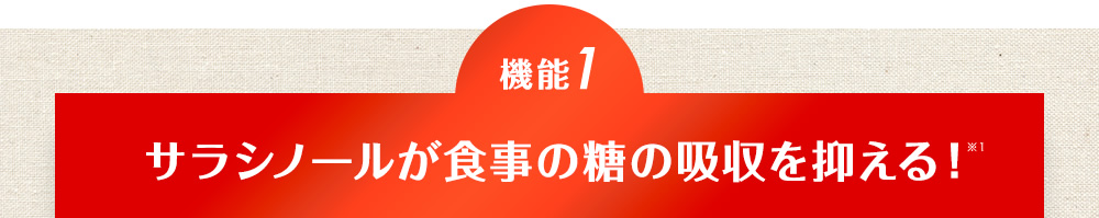 【機能1】サラシノールが食事の糖の吸収を抑える！