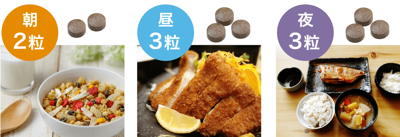 朝2粒、昼3粒、夜3粒