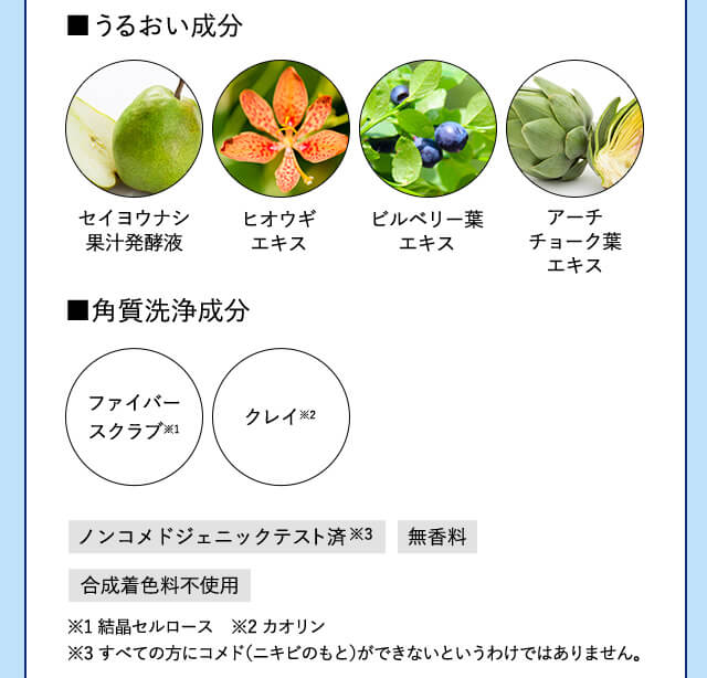 ファイバーフォーム うるおい成分・角質洗浄成分