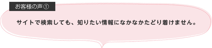 サイトで検索しても、知りたい情報になかなかたどり着けません。