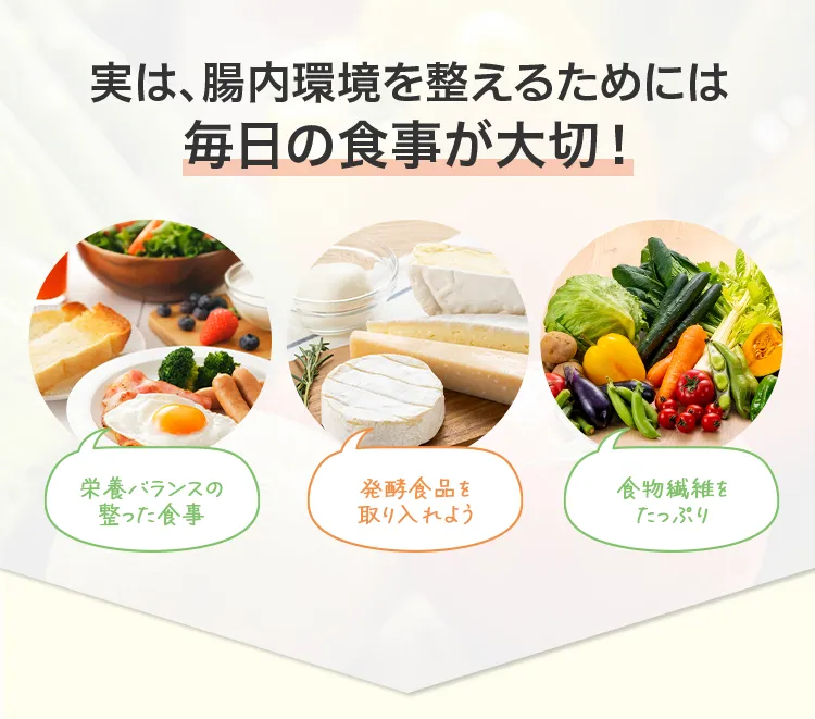 実は、腸内環境を整えるためには毎日の食事が大切！