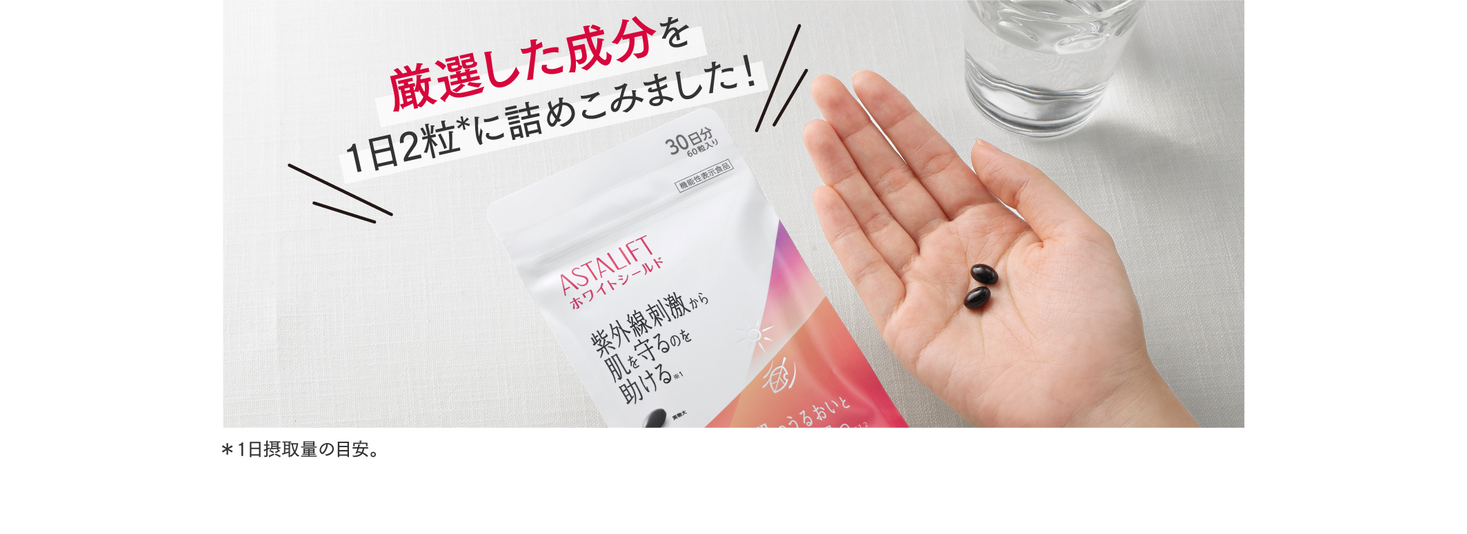 厳選した成分を1日2粒＊に詰めこみました！