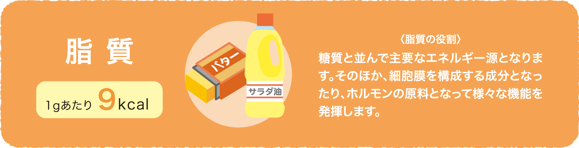脂質 1gあたり9kcal