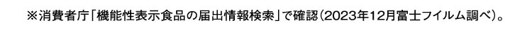 ※消費者庁「機能性表示食品の届出情報検索」で確認（2023年12月富士フイルム調べ）。