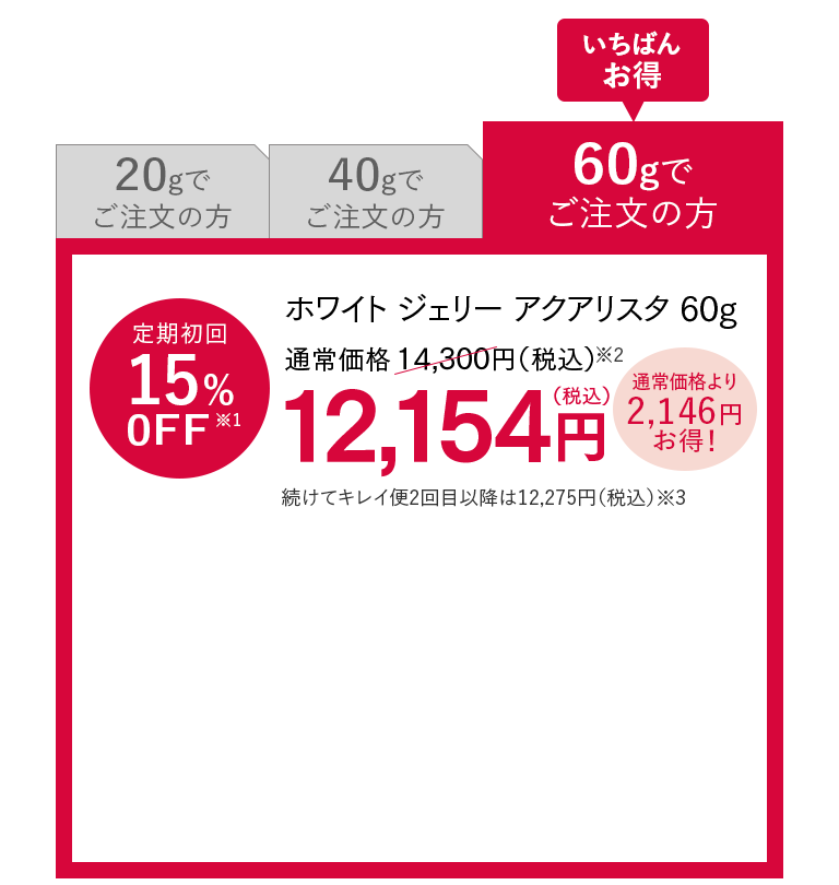 ホワイト ジェリー アクアリスタ60g定期購入