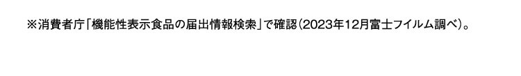 ※消費者庁「機能性表示食品の届出情報検索」で確認（2023年12月富士フイルム調べ）。