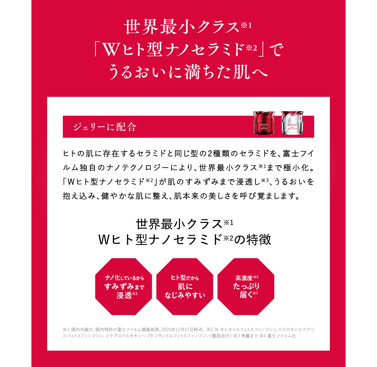 世界最小クラス「Wヒト型ナノセラミド」でうるおいに満ちた肌へ
